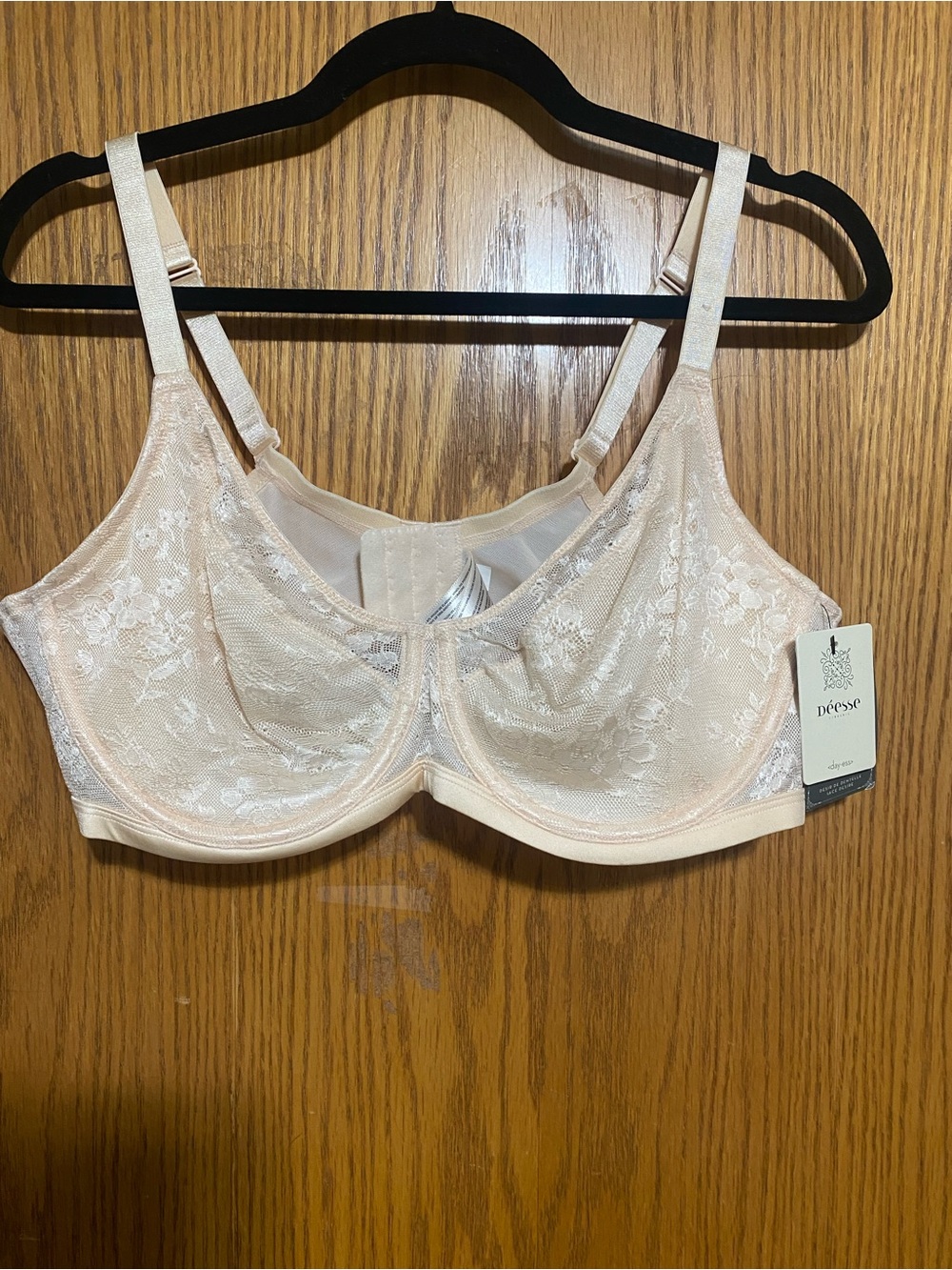 Sheer Lace Underwire Bra in Blush